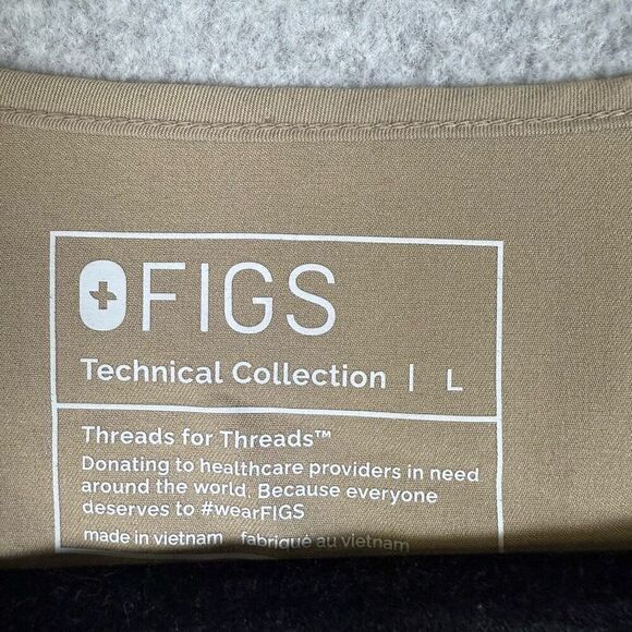 Figs technical collection scrub top v neck womens Large tan beige healthcare nur - Picture 2 of 7